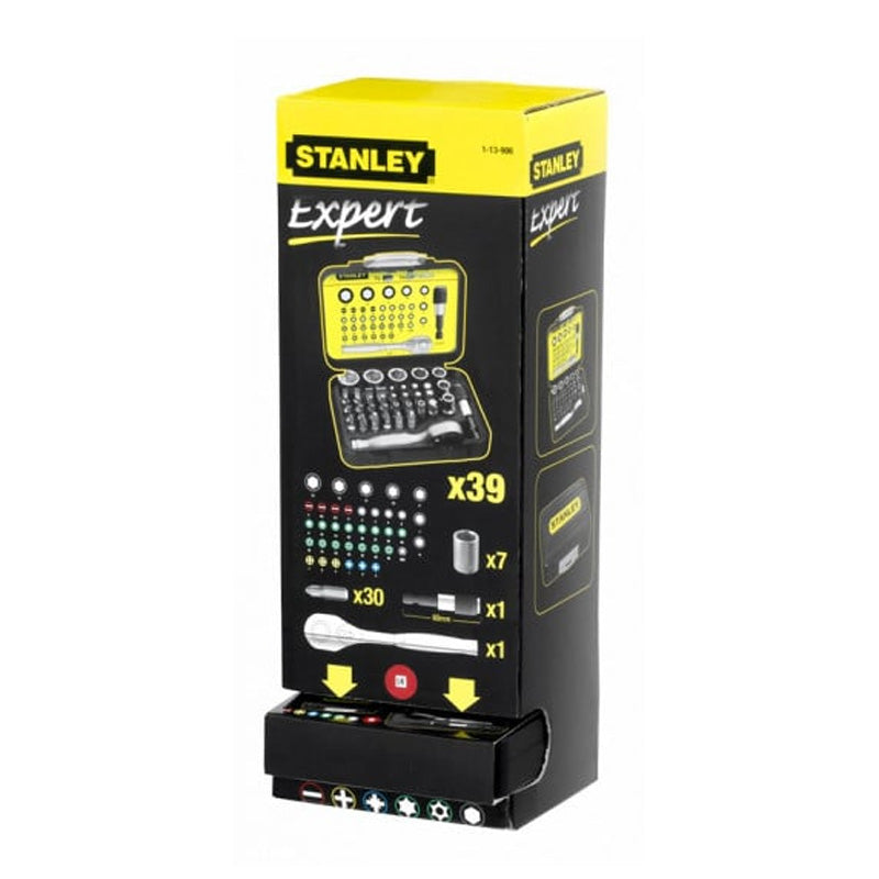 Coffret d'embouts de vissage 1/4" 25mm + clé à cliquet - jeu de 39 pcs - gamme pro - STANLEY - 1-13-906