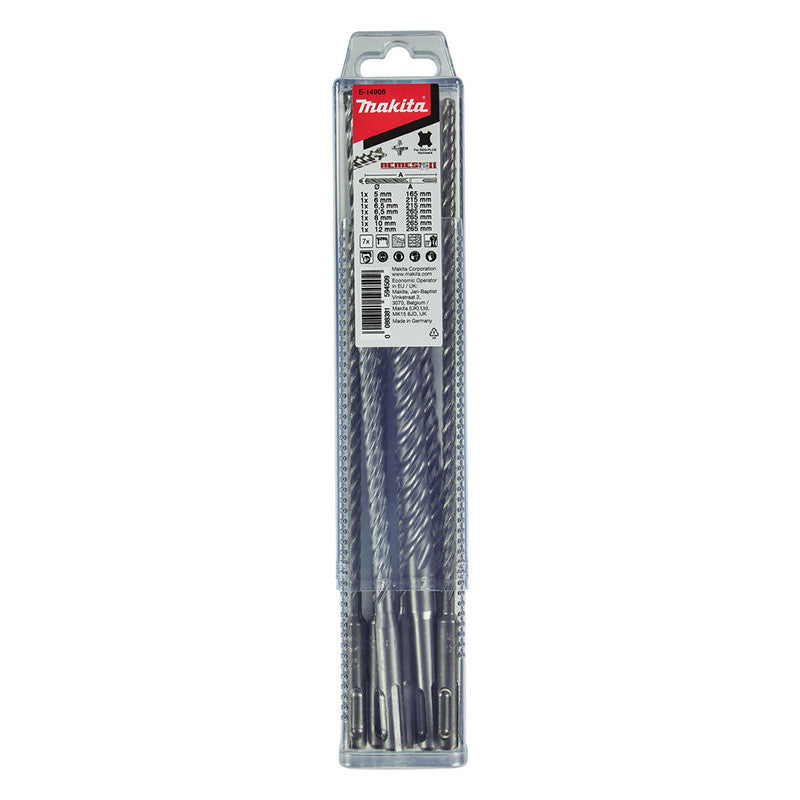 Coffret de 7 forets NEMESIS II MAKITA E-14906 à emmanchement SDS-Plus (longs)