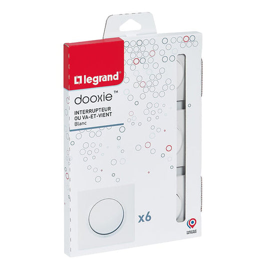 Interrupteurs ou va et vient complet Dooxie - Lot de 6 - Blanc