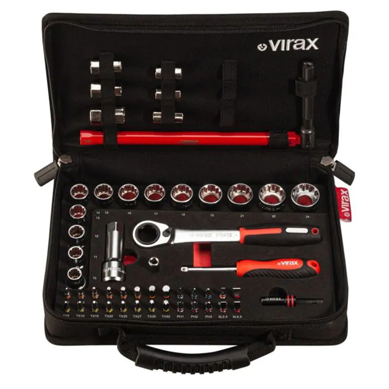Coffret PLOMBIBOX 51pcs Clé Robinet + Douilles Traversantes - VIRAX 310410
