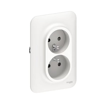 Double prise de courant 2P+T OVALIS SCHNEIDER S262089 avec terre 250V