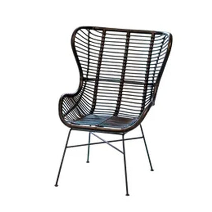 Fauteuil papillon Victoria - 98 x 80 x 81 cm - métal & rotin - noir