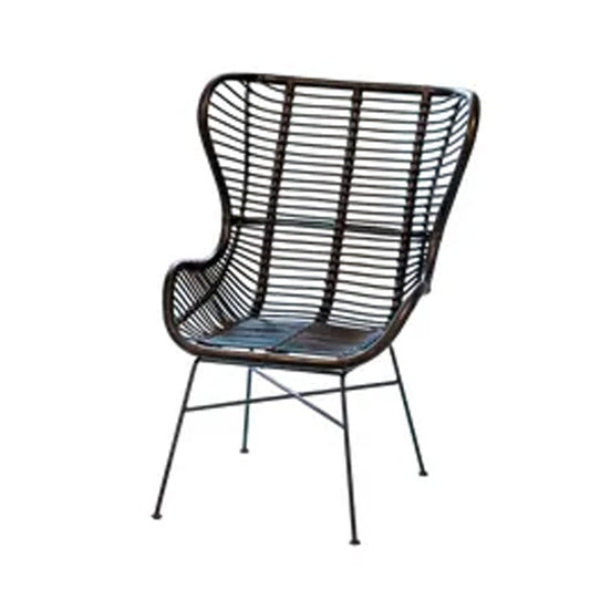 Fauteuil papillon Victoria - 98 x 80 x 81 cm - métal & rotin - noir