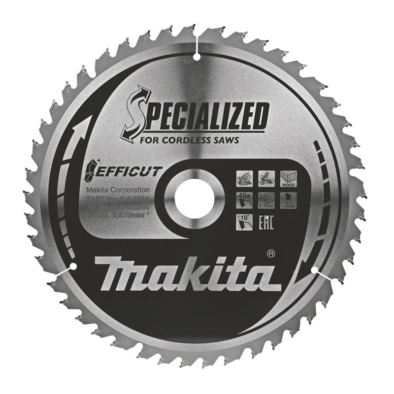 Lames carbure "EFFICUT" pour bois, pour scies radiales à batterie MAKITA