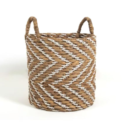 Panier souple Elise - 40 x 40 x 40 cm - taille XL - jute - motifs chevrons