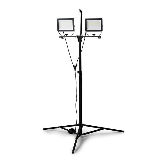 MINOS : 2 Spots LED sur Trépied, 2 x 100W, 17 000 Lumen, câble 3m, IP65. Noir - VELAMP - ST755NG