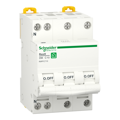 Disjoncteur tétrapolaire SCHNEIDER R9PFC710 10A courbe C 3kA 400V Resi9 XP