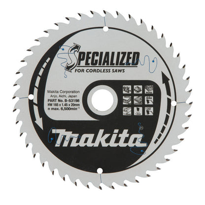 Lame de scie circulaire MAKITA B-53198 , TCT spécialisé, 165 x 20 mm, 44 T