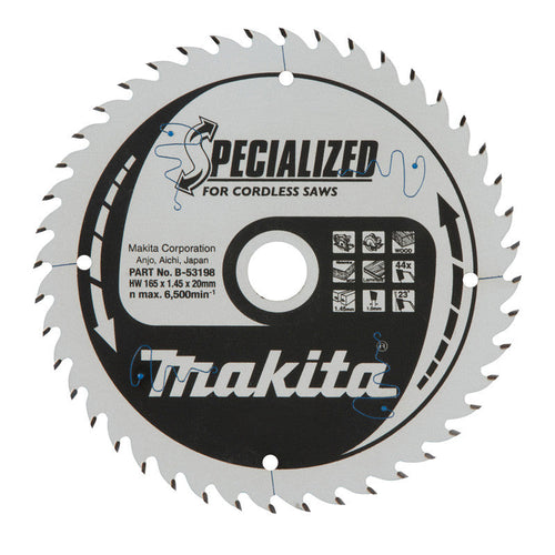 Lame de scie circulaire MAKITA B-53198 , TCT spécialisé, 165 x 20 mm, 44 T