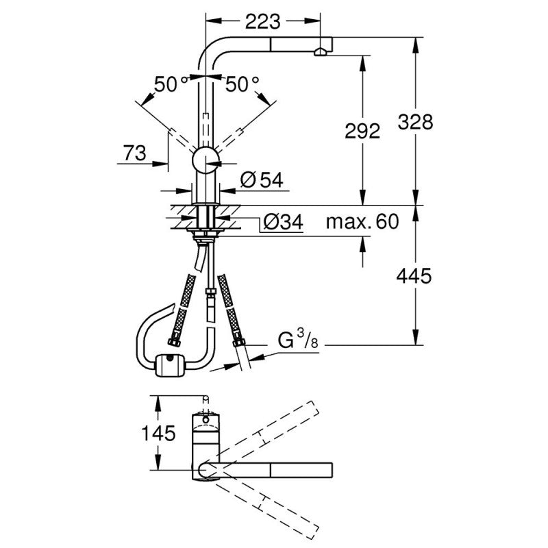 Mitigeur évier MINTA 360° GROHE 32168000 - bec haut avec mousseur extractible - chromé
