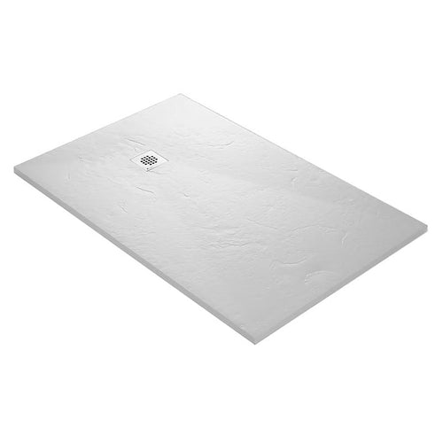 Receveur résine MARMOX blanc imitation ardoise - grille carrée excentrée