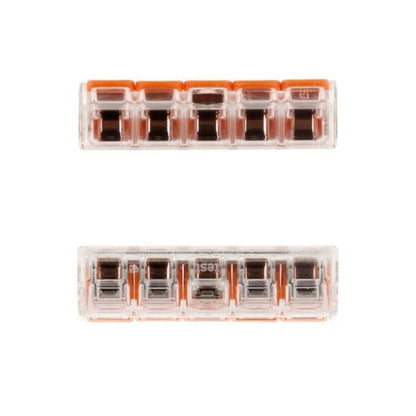 Pack de 100 bornes de connexion rapide à levier WAGO 5 entrées fil souple et rigide - S221