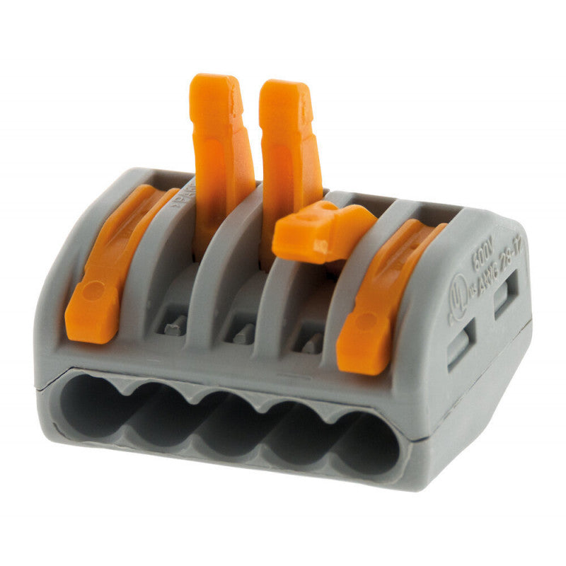 Pack de 50 bornes de connexion rapide a levier WAGO 5 entrées fil souple et rigide - S222